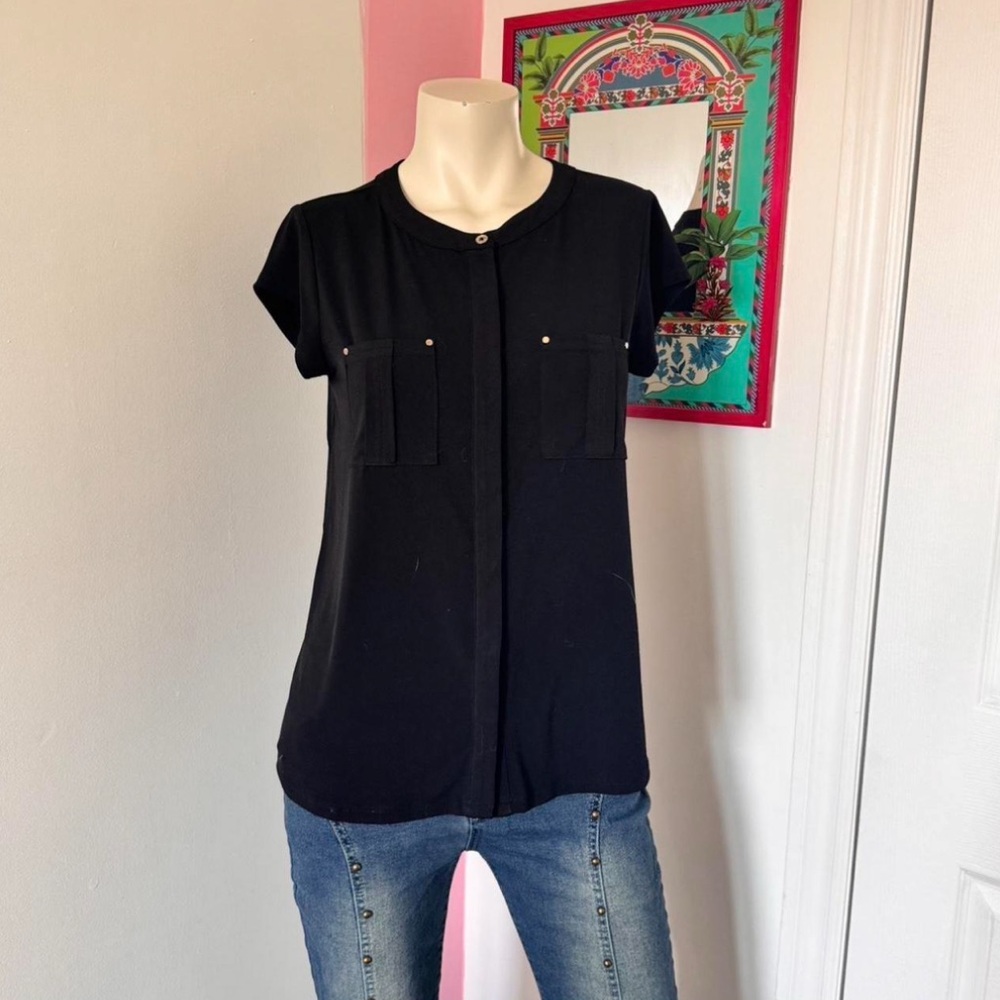 Dana Buchman Black Short Sleeve Blouse